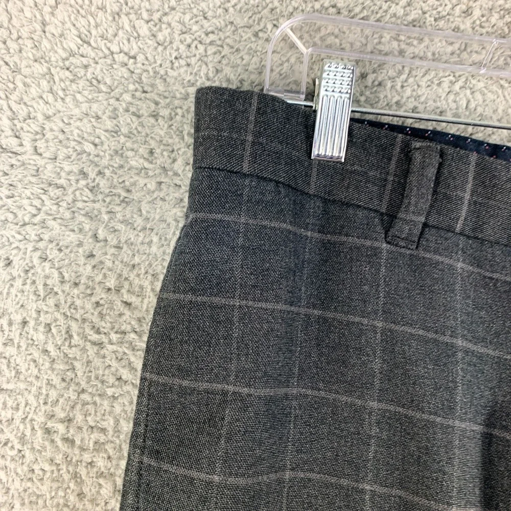 Banana Republic Aiden Pants Mens 32 Gray Plaid Business Casual Khakis Fit 34x28‎